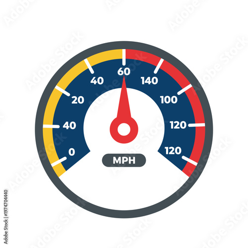 Speedometer Gauge Showing Miles Per Hour Measurement.