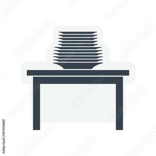 Stack of Plates on a Table Icon.