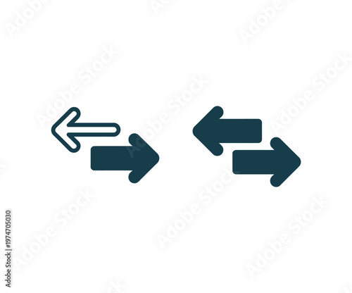 Two sets of opposing arrows, left and right, indicating exchange or transfer, vector icons.