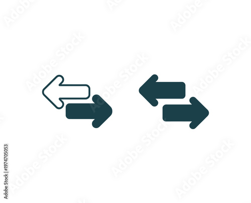Two pairs of contrasting arrows, left and right, symbolizing exchange and movement, vector.