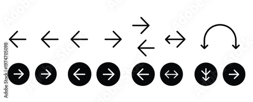 Collection of diverse arrow icons in various styles, directions, and formats for design.