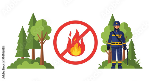 Forest ranger enforcing fire safety regulations in woodland area
