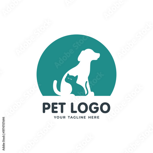 dog and cat pet logo design template