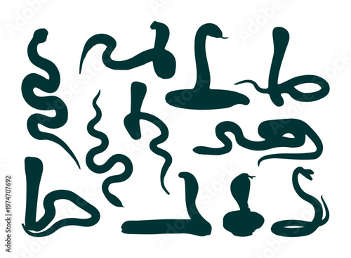 snake silhouette collection set on white background illustration