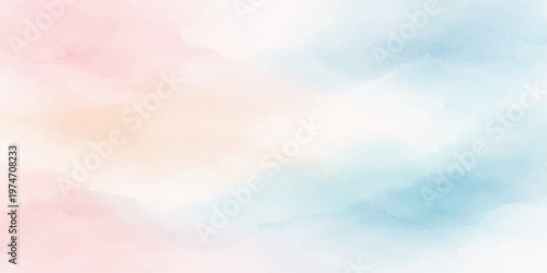 Abstract colorful watercolor sky with fluffy clouds and sunlight