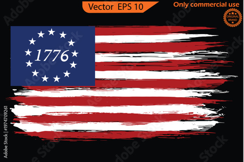 United states of America flag. Betsy Ross 1776 13 Stars Distressed US Flag 13 star flag. Only commercial use	
