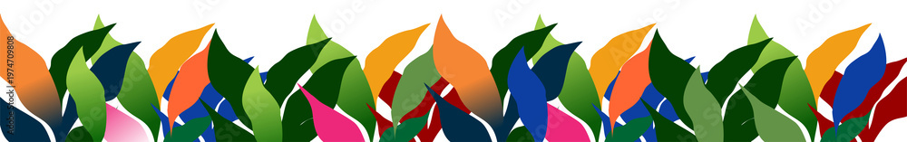 Naklejka premium Multicolored Autumn and Summer Foliage Border