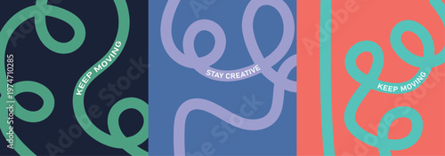 Colorful motivational quotes with swirling lines in blue, green, and pink hues