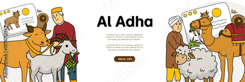 buying and selling sacrificial animals at livestock market for qurban religious festival