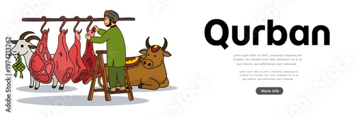 butcher processing fresh qurban meat during the holy eid al adha feast