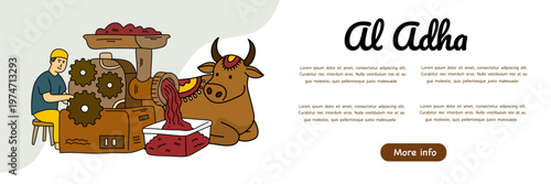 industrial meat grinder processing qurban sacrifice for the eid al adha feast