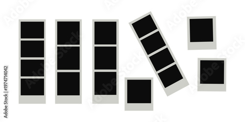 Photo Booth Frame Vector Set – Polaroid, Retro Snapshot, Blank Photo Mockup