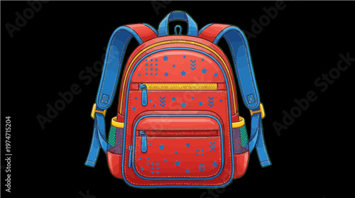 Detailed Backpack Illustration for Children School Essentials