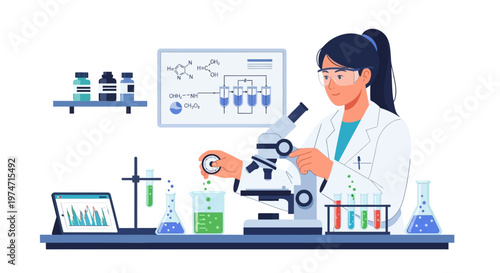 Female scientist conducting experiment in modern laboratory setting