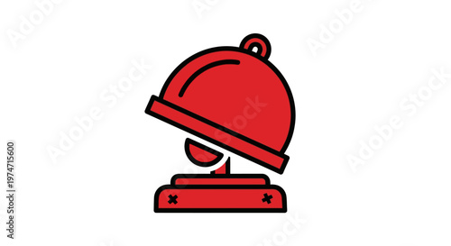 Red service bell icon with simple black outline on white background