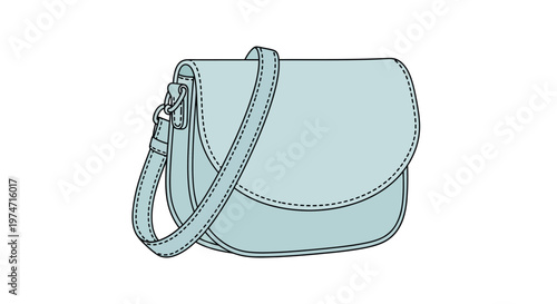 Light Blue Leather Crossbody Shoulder Bag.
