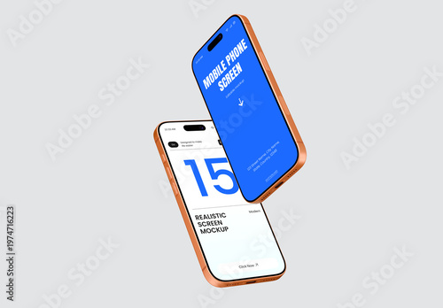Two Floating Smartphone Screen Mockup