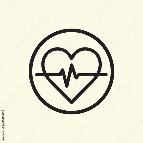 Dynamic Heartbeat EKG Pulse Line within a Circle Illustrating Vital Cardiovascular Health and Medical Care