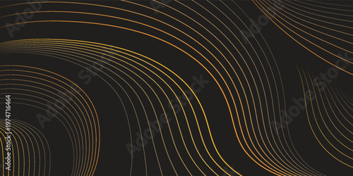 Elegant abstract background with flowing golden lines on dark matte black. Premium vector art perfect for high-end branding, elegant wallpapers, and exclusive invitations.