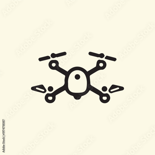 Modern Quadcopter Drone Icon Black Line Art Representing Aerial Technology