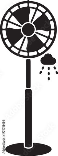 Pedestal Misting Fan icon in black silhouette on white background.