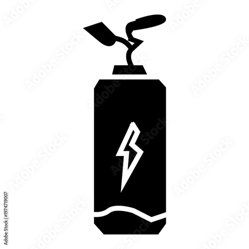 battery plant glyph solid style, icon set for environment and nature theme.