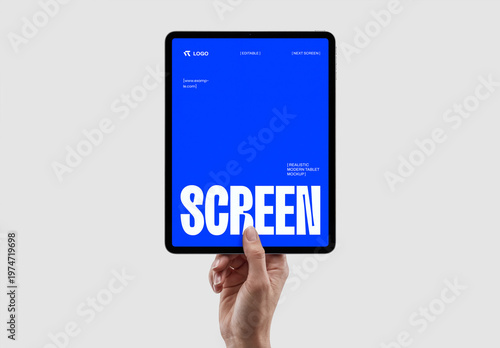 Modern Tablet Mockup Held by Hand