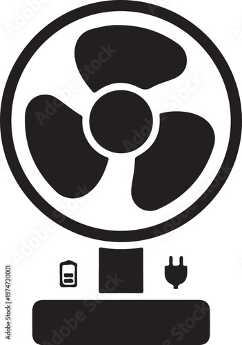 Rechargeable Fan icon in black silhouette on white background.