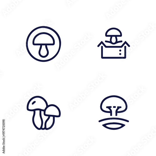 Essential Mushroom Icon Collection for Nature Food and Ingredient Themes