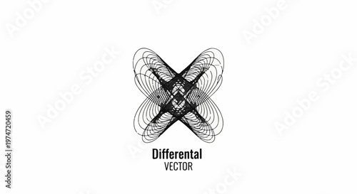 Abstract symmetrical butterfly-like shape made of thin lines
