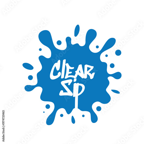 creative clear sip blue splash logo flat design element for water beverage and fresh identity