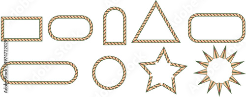 Various geometric shapes with highlighted edges and internal patterns Vector

