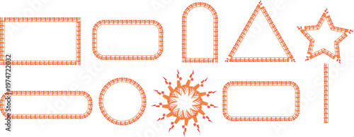 Creative geometric shapes crafted from colorful pixels or small blocks Vector

