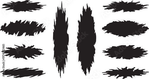 A collection of various black monster claw scratches. Aggressive vector icons of slash marks creating a torn, ripped, or damaged surface