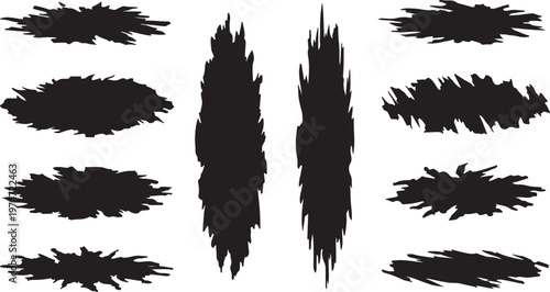 A collection of various black monster claw scratches. Aggressive vector icons of slash marks creating a torn, ripped, or damaged surface