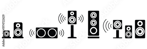 Music Speaker Icon Loud Woofer Box Vector Icons Outline Line Stroke Style Web Mobile UI System