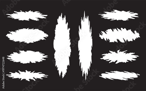 A collection of various black monster claw scratches. Aggressive vector icons of slash marks creating a torn, ripped, or damaged surface