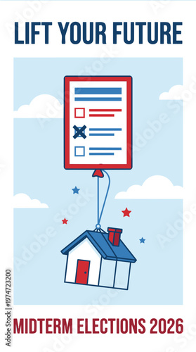 Lift Your Future Vote Concept Poster US Midterm Elections 2026, Build Your Future Voting Awareness American Election Design, Future of Democracy Election Poster USA Civic Engagement