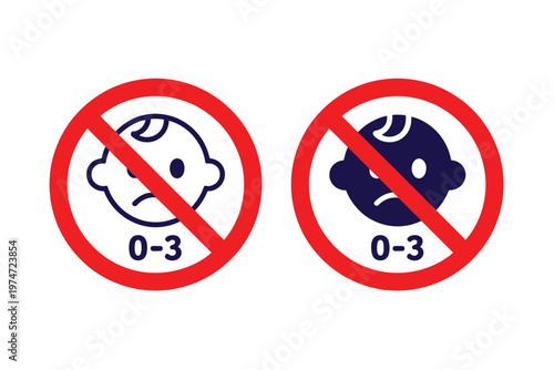 Not for Children Under 3 Years Icon Warning Symbol Choking Hazard Small Parts Danger Vector Pictogram