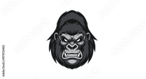 Angry Gorilla Face Closeup Portrait.