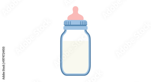 Baby bottle with milk inside.
