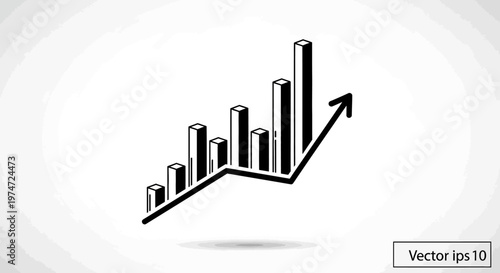 Bar graph with upward arrow showing business growth