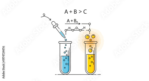 Beakers with colored liquids and syringe.