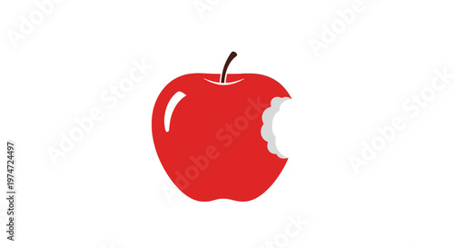 Bite taken out of red apple.