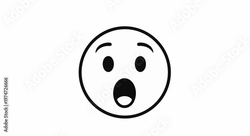 Black and white cartoon face with wide-open mouth and surprised eyes