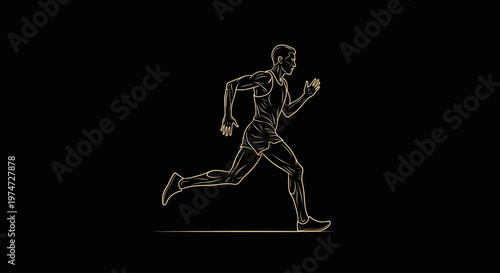 Stylish gold outline of a running athlete. Clean and professional vector for premium branding