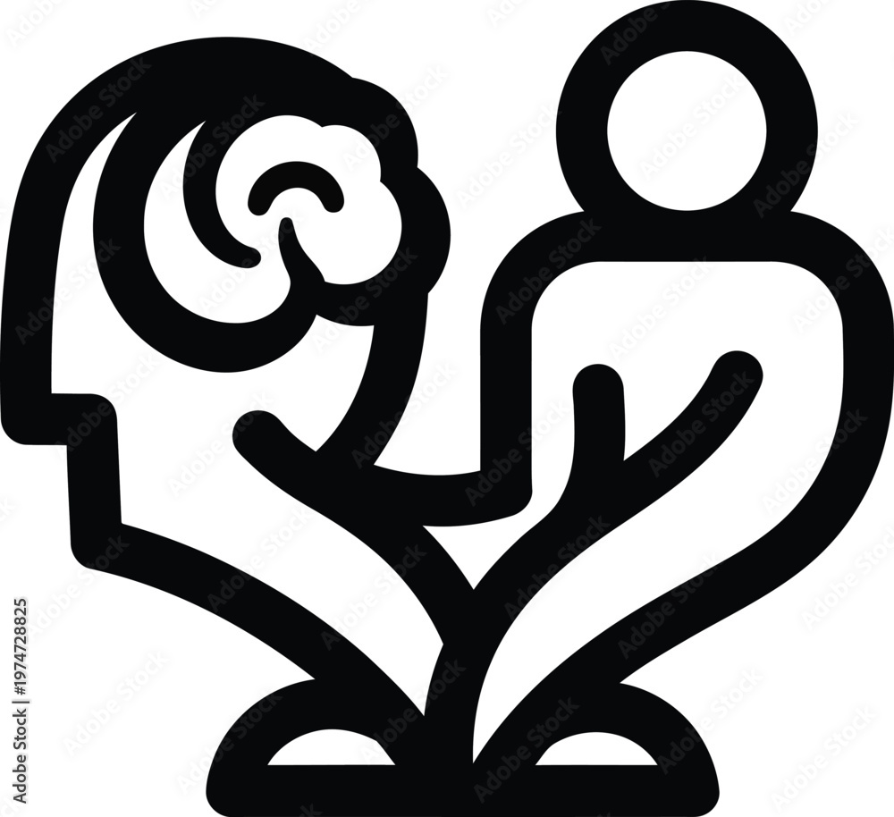 Obraz premium brain growth, person nurturing plant