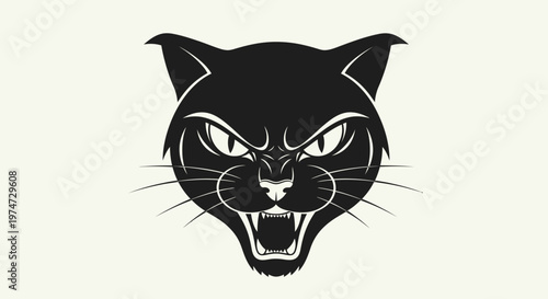 Black cat head illustration showing anger and aggression in silhouette