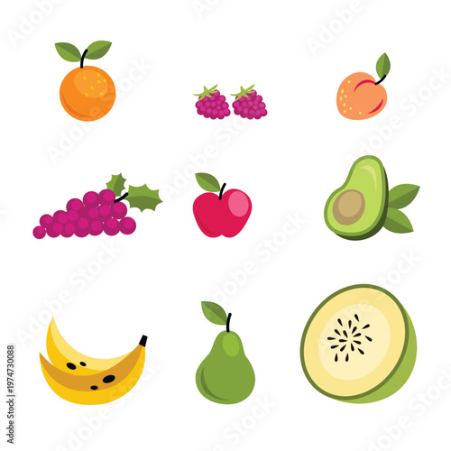 A collection of various fruits on a white background