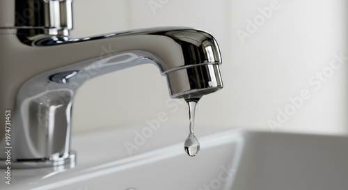 Leaking faucet dripping water slowly.